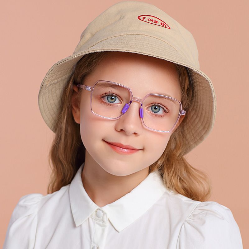 Anti blue light children's flat light, no degree polygon, elementary school students' glasses, cross mirror, large_voghion.com