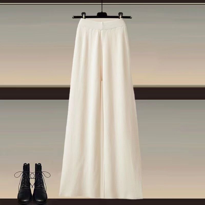 Roupas femininas Camisola de malha camisa perna larga calças três peças terno tamanho grande roupas femininas moda feminina slim_voghion.com