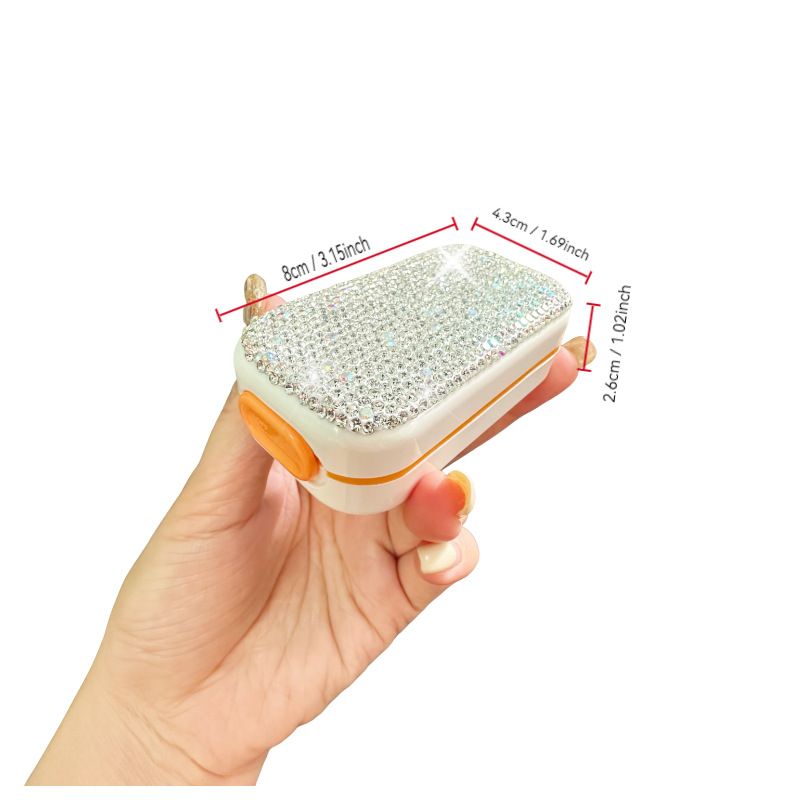 Pastillero japonés premium con detalles de diamante – 18 L de almacenamiento para coche, estuche metálico higiénico con cortador de pastillas (blanco, estilo minimalista)_voghion.com