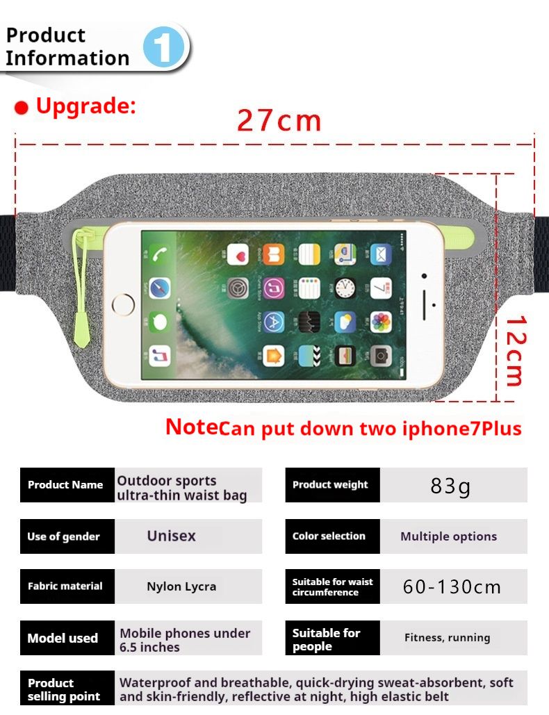 Borsa da corsa per cellulare, sport, marsupio, marsupio invisibile, aderente, borsa per cellulare da 6,5 pollici, mini marsupio fitness_voghion.com