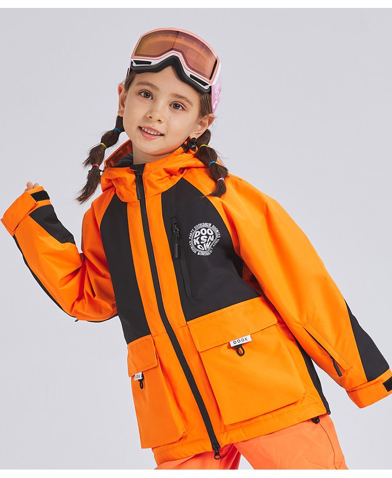 "Kids' Waterproof Ski Suit – Windproof Winter Snow Overalls For Boys & Girls (Size 120-160, White/Orange/Purple)"_voghion.com