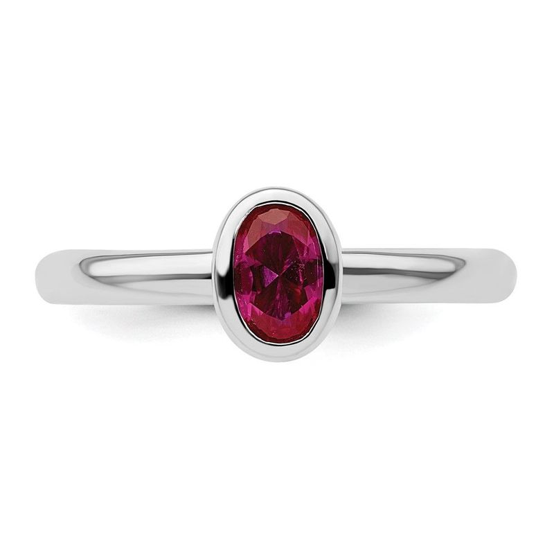 Sterling Silver Stackable Expressions Oval Created Ruby Ring_voghion.com