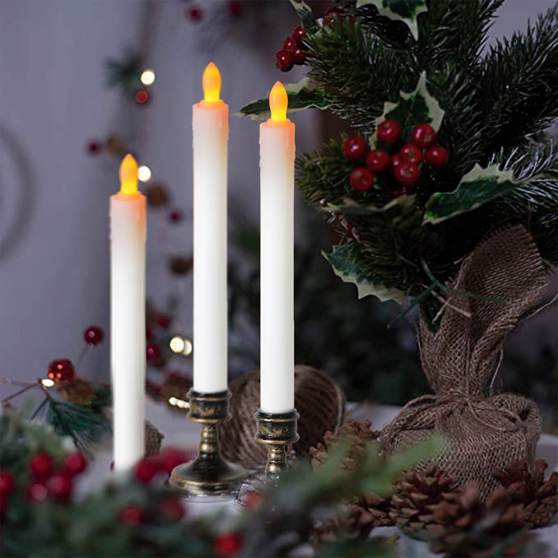 THIKIN Flammenlose LED-Kerzen mit Fernbedienung – Dekorative Lichter mit langem Stab für Hochzeit, Kirche, Weihnachten, Heimdekoration_voghion.com