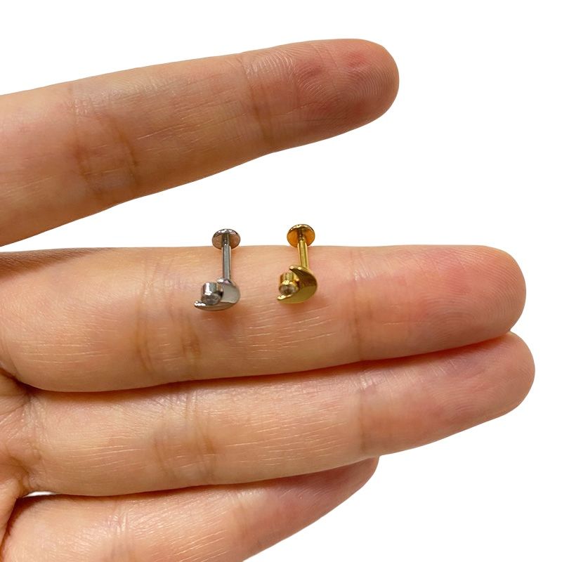 ASTM Titanium Carnation Earrings, Moon Shaped, Interior Line, Jewelry_voghion.com