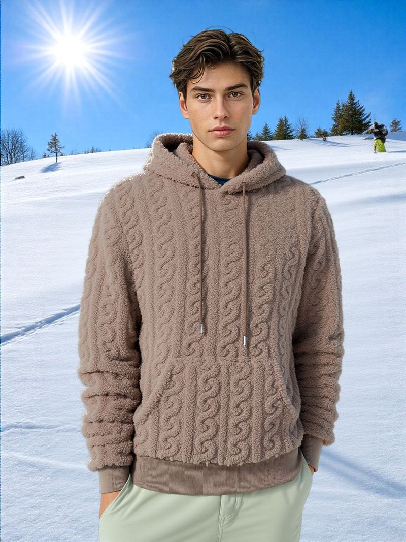 Starten Sie stilvoll in den europäischen und amerikanischen Herbst/Winter: Der neue, warme Jacquard-Fleece-Pullover mit doppelseitigem Futter und lässiger Kapuzenjacke._voghion.com