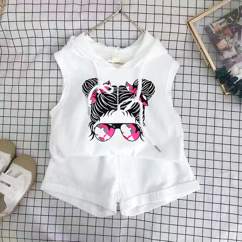 Conjunto de colete infantil de duas peças, roupas de bebê com estampa de desenho animado para meninos e meninas, roupas de verão para bebês_voghion.com