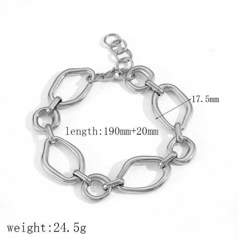Geometric Irregular Ring Titanium Personality Versatile Thick Chain Exaggerated Hip Hop Stainless Steel Bracelet_voghion.com