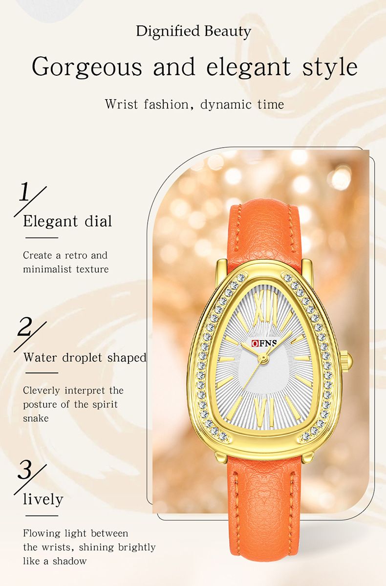 Orologio da donna elegante con design a testa di serpente - Stile business minimalista, lunetta impreziosita da cristalli, cinturino in pelle, movimento al quarzo_voghion.com