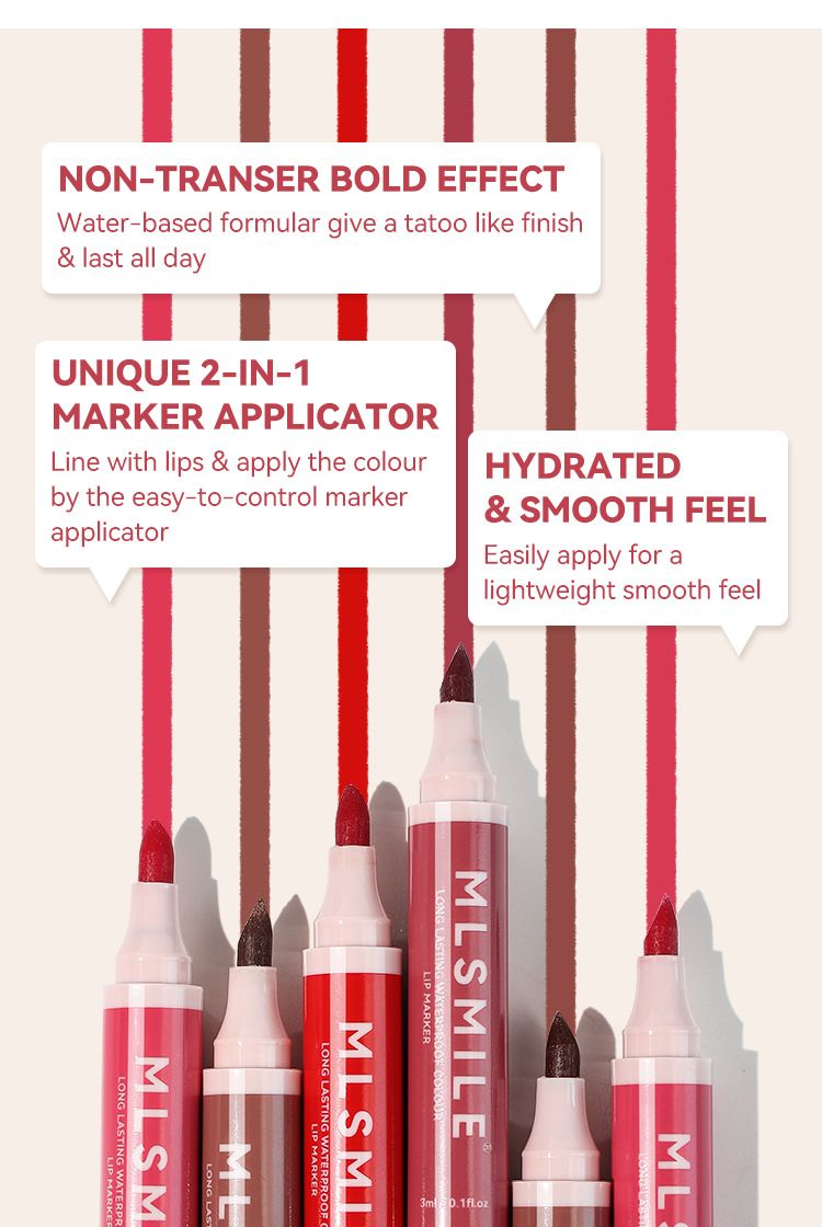 MLSMILE Non Stick Cup Lip Dye Pen Matte Easy To Color Marker Lipstick Lip Glaze Lip Liner_voghion.com