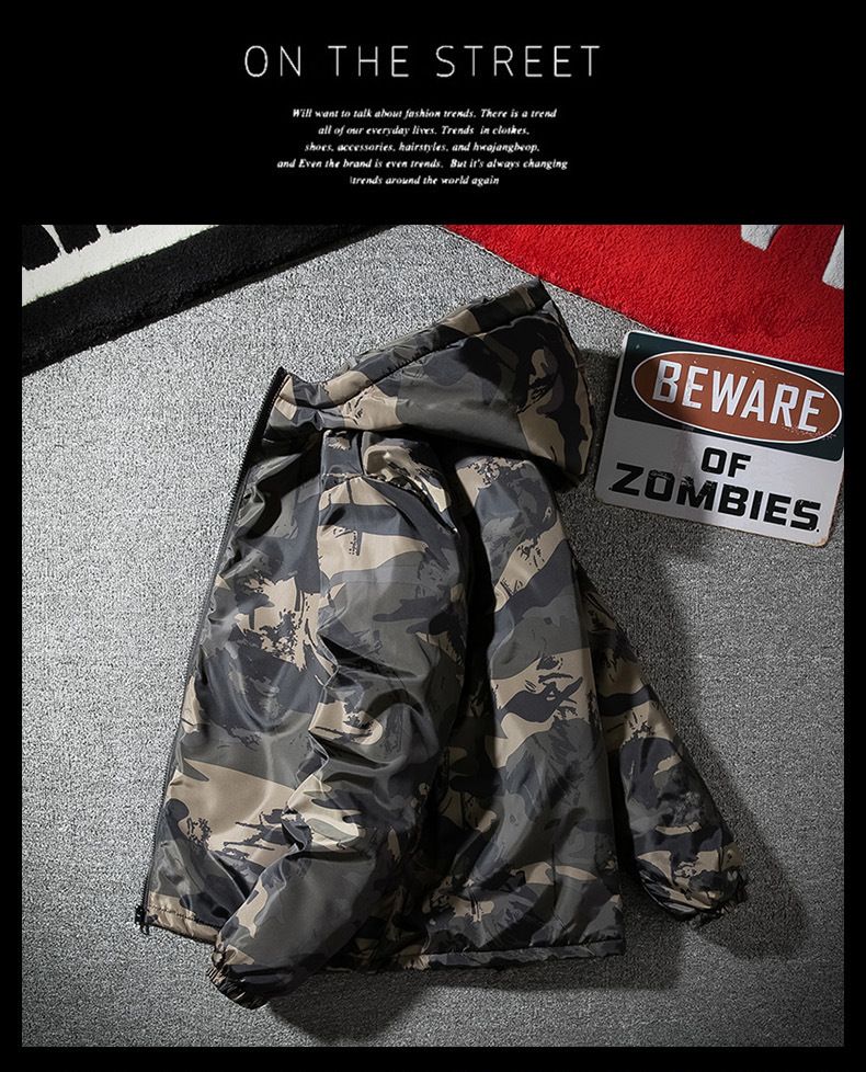 Übergroße Winterjacke mit Kapuze und Camouflage-Muster für Herren – Warmer Puffermantel aus Polyester für große und lange Größen – Lässige Oberbekleidung mit entspannter Passform_voghion.com