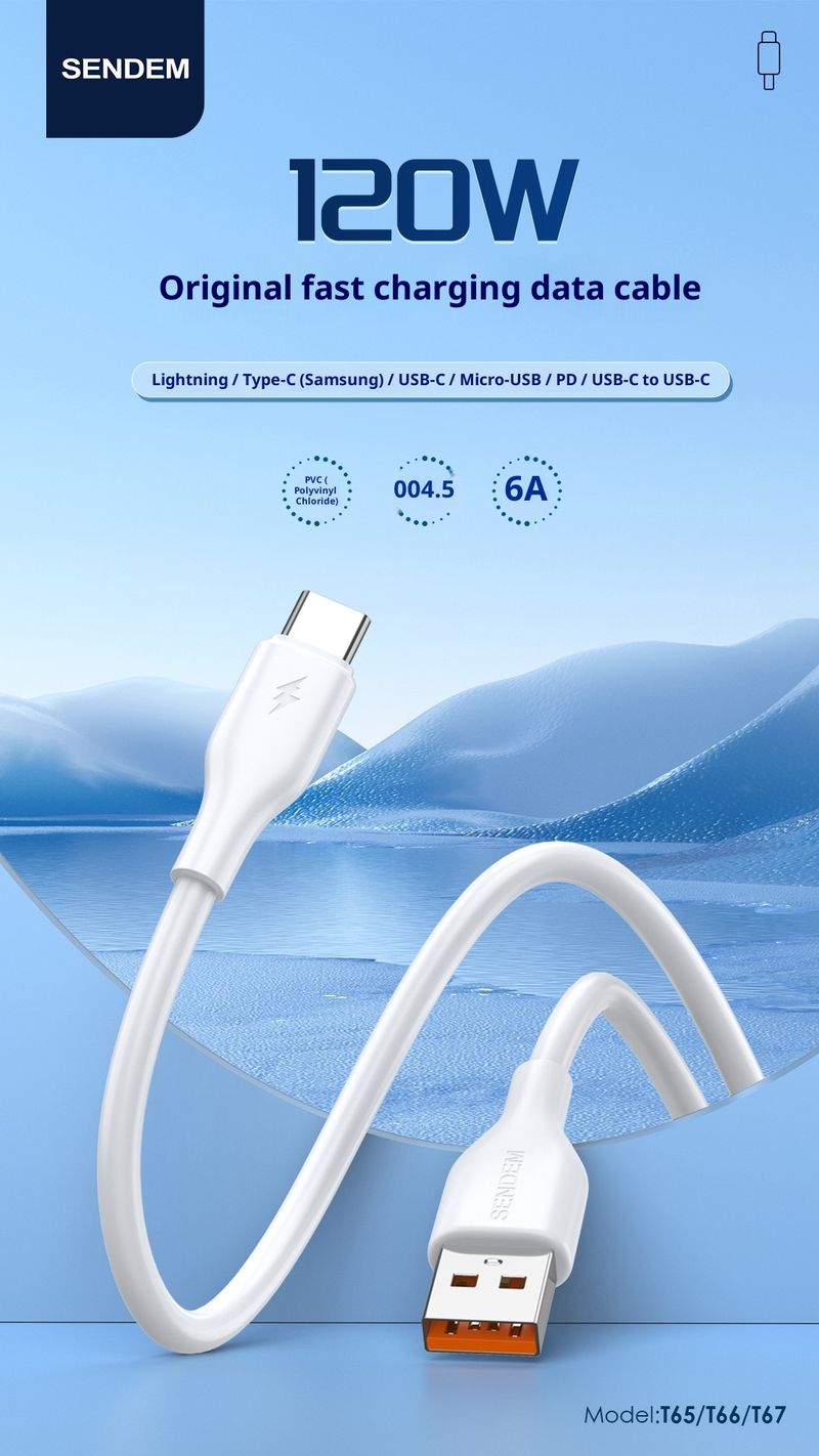 Digitex Zhenpin 120W Original Type-C Fast Compatible With Samsung/ 15 Exclusive 6A Mobile Phone Data Charging Cable_voghion.com