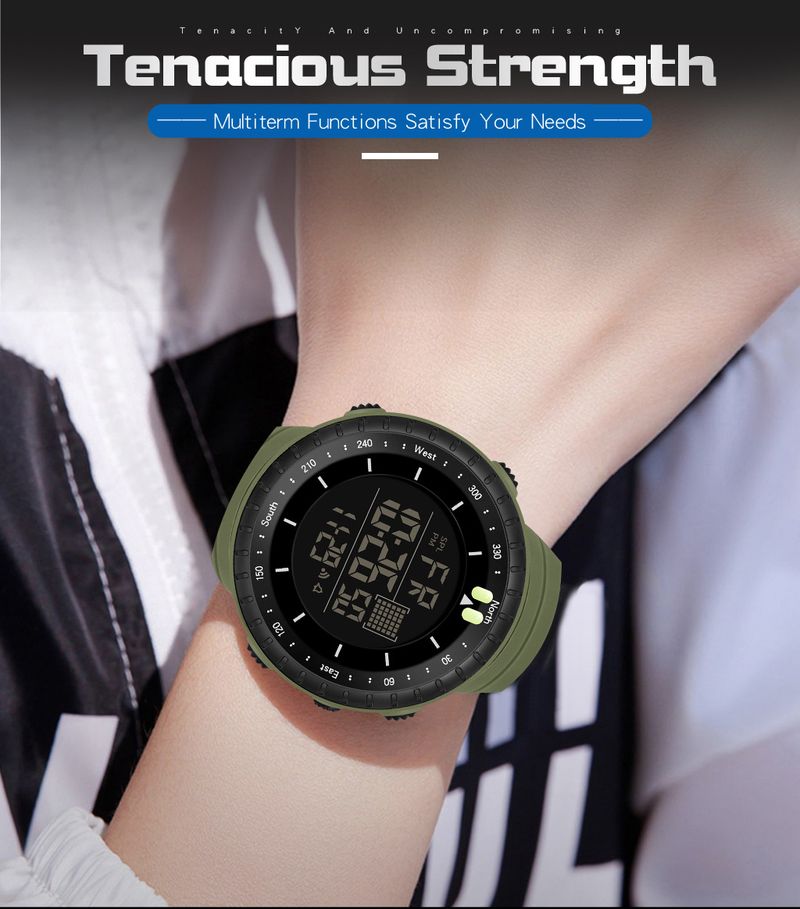 Men's Digital Sports Watch With Night Light, 50m Waterproof, Stopwatch, Alarm, Large Screen For Outdoor, Hiking, And Daily Use Trendy Student Watch_voghion.com
