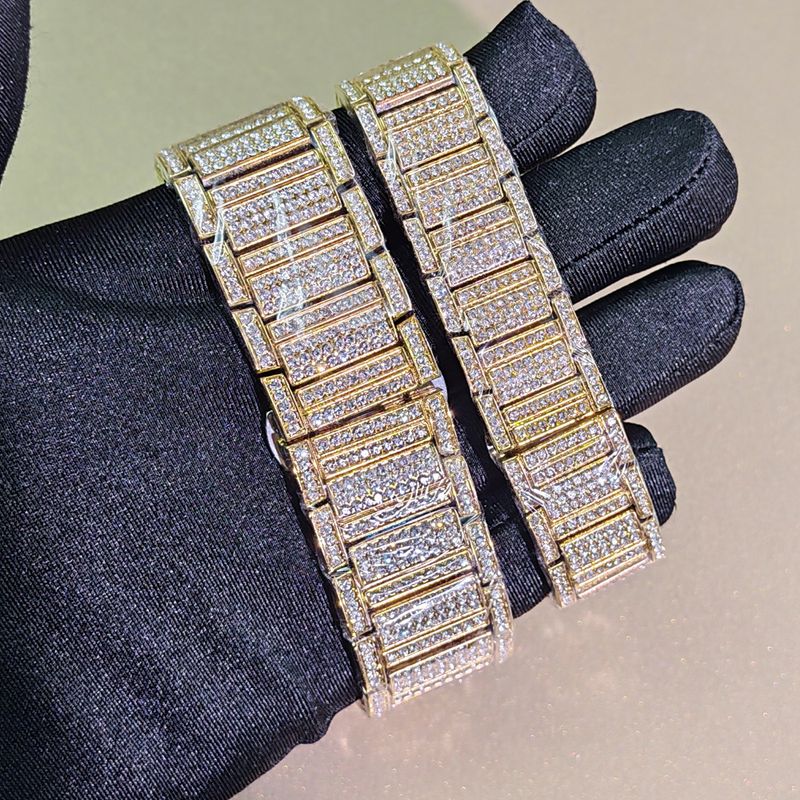 Hip Hop Starry Sky Diamond Square Horloge Volledige Diamant Kalender Koppel Mannen En Vrouwen Horloge Vlindersluiting Horloges_voghion.com