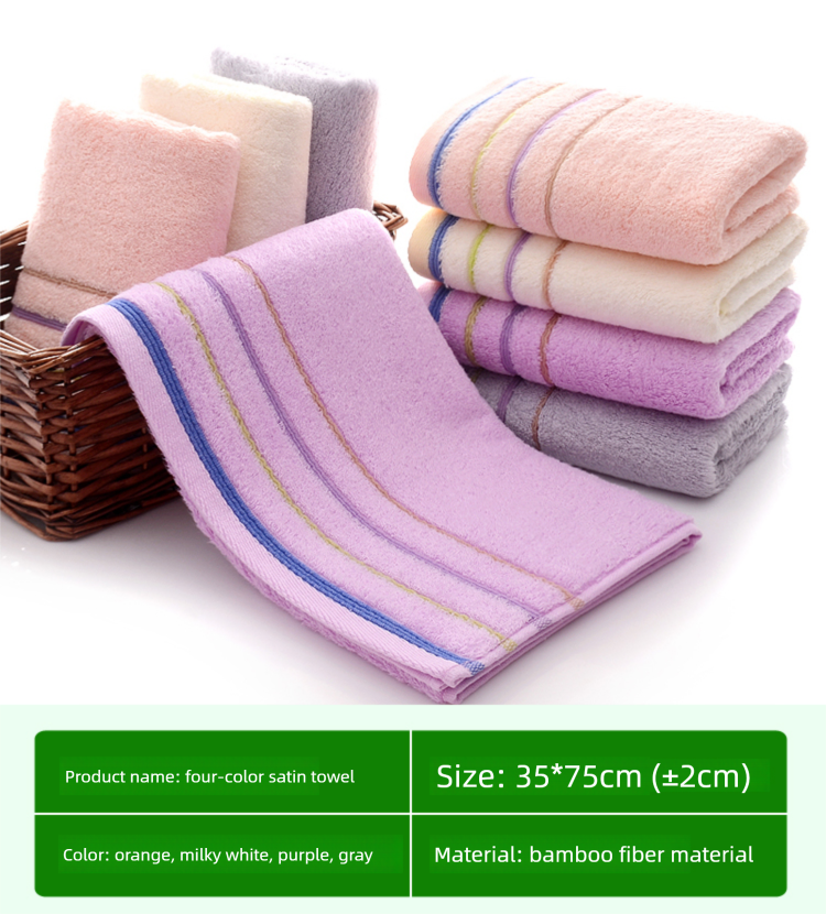 4 Towels For Washin And Bathin, Household Adult Bamboo Charcoal Fiber Face Towels, Soft, Thick, Absorbent,_voghion.com
