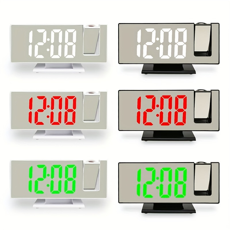 1 kom, LED sat s ogledalom, veliki 3D projekcijski budilnik s ogledalom, prikazom temperature i automatskim podešavanjem svjetline - idealan za spavaću sobu i korištenje uz krevet_voghion.com