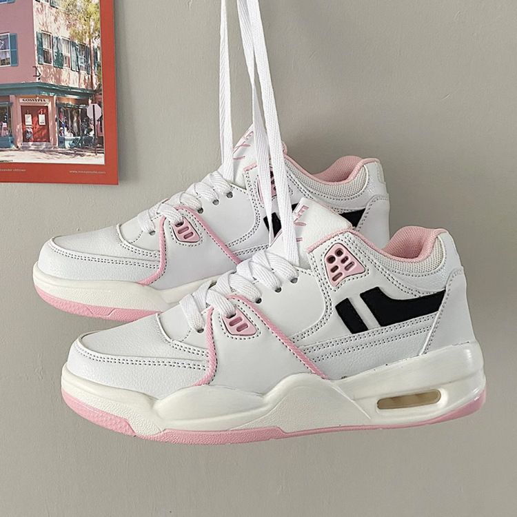 New Wave Üniversite Stili Çift Spor Hava Yastığı Koşu Çok Fonksiyonlu Moda Öğrenciler Beyaz Ayakkabılar_voghion.com