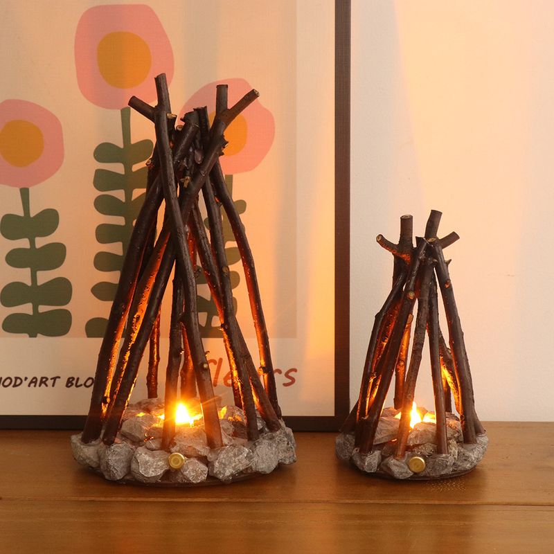 Creative Night Light Simple Retro Decoration Handmade Tree Branch Shape LED Burning Campfire Homestay Three-Dimensional_voghion.com