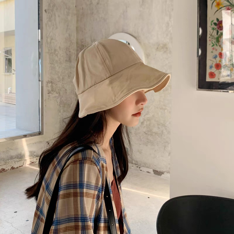 Sombrero de verano para mujer, sombrero de algodón con cola de caballo, sombrero de cubo para playa al aire libre, sombreros con visera ajustable, Color sólido, plegable, Panamá_voghion.com