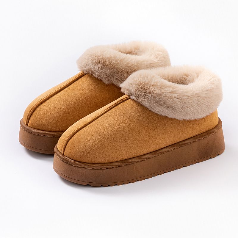 Winter Women Fashion Snow Boots Fluffy Plush Fur Soft Slippers Outdoor Indoor Comfortable Warm Home Men's Shoes_voghion.com