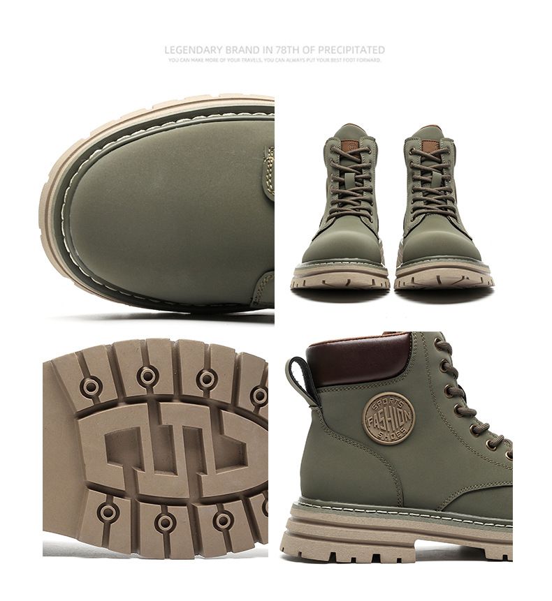 Martin Boots Men's High-top Locomotive Boots Medium-top Tooling Shoes Rhubarb Boots_voghion.com