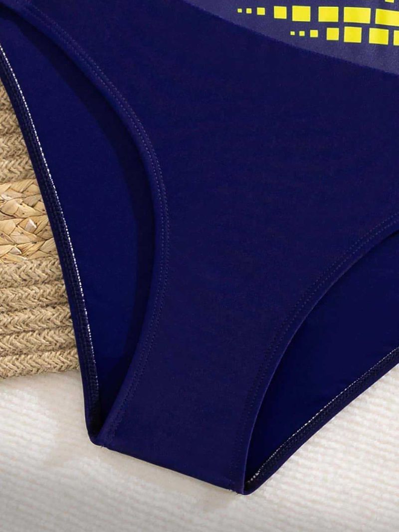 Bikini de cintura alta ajustado para mujer, estilo conservador, para natación, deportes de aguas termales y ocio._voghion.com