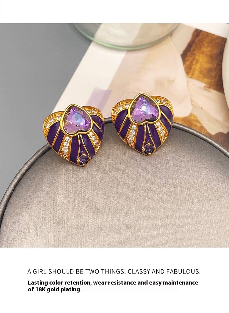 Boucles d'oreilles exagérées en émail d'amour en petit groupe, sensation haut de gamme, luxe léger, boucles d'oreilles personnalisées et aiguilles en argent_voghion.com