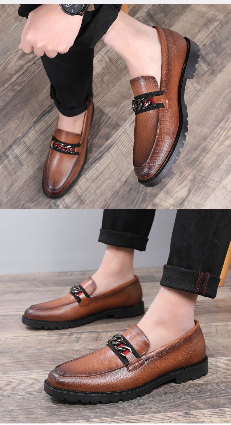 Slip-on casual shoes small pointed leather shoes_voghion.com