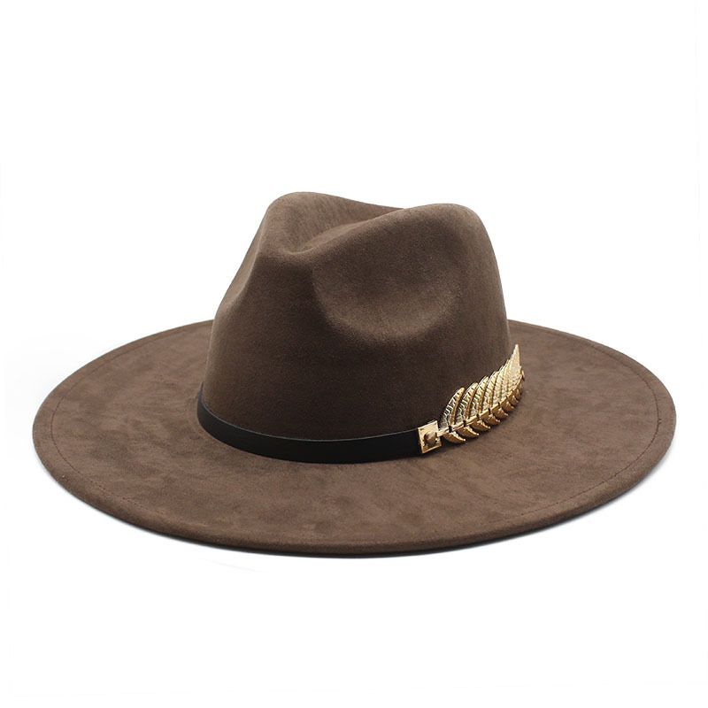 Fashion Suede Top 9.5cm Wide Bim Fedoa Hat Men Women Autumn Winte Felt Jazz Hats Classic Chuch Fedoas Chapeau Sombeo_voghion.com