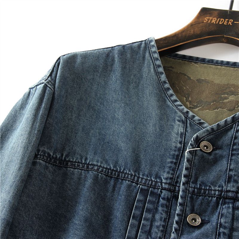 CT Vintage Heavy Washed Single-Breasted Denim Jacket For Men, Spring And Autumn Thin Coat_voghion.com