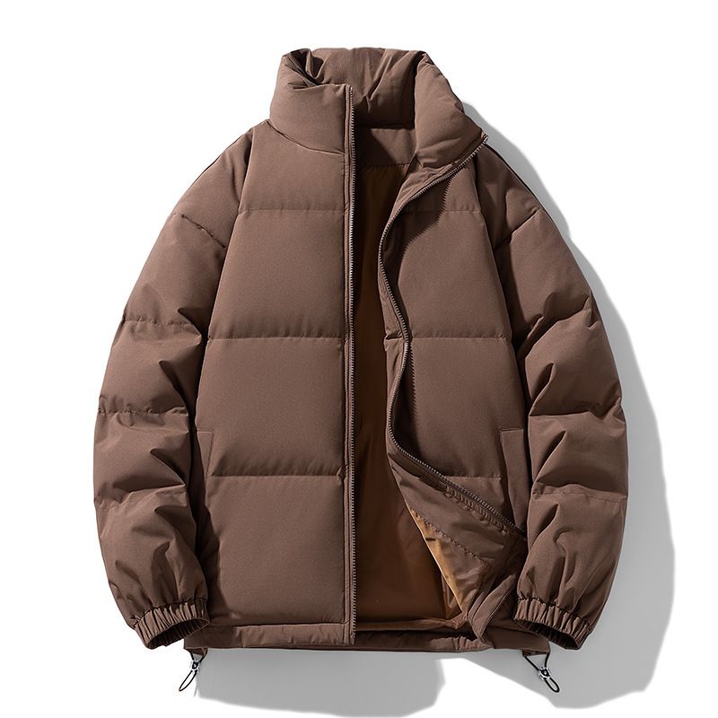 Solid Color Stand Collar Down Cotton For Men And Women 2024 New Winter Thickened Warm Trendy Casual Couple Puffer Jacket_voghion.com