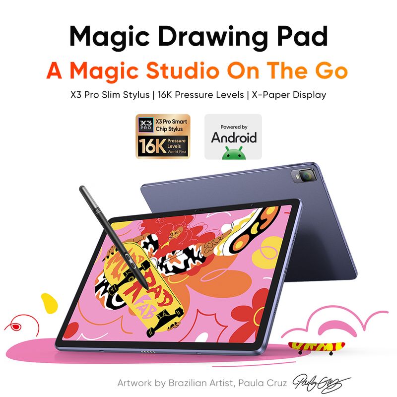 12-Zoll-XPPen Magic Pad 2K-Auflösung 16K-Ebenen 8 GB 256 GB Grafik-Zeichentablett-Monitor Android 14_voghion.com
