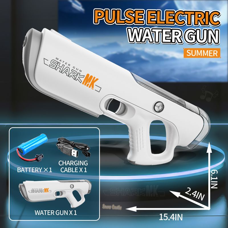 Pistolet à eau électrique auto-amorçant à haute pression et grande capacité pour garçon, jouet de plage et de combat aquatique_voghion.com