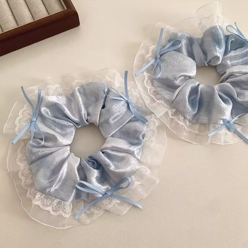 Nuovo cerchietto in tessuto di seta con fiocco in pizzo e raso, accessori per capelli con coda di cavallo Sweet Super Fairy_voghion.com