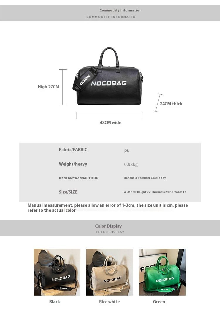 Kostengünstige Leder-Fitness-Frauen-koreanische Cross-Body-Sport-Minimalist-Briefgepäck-Reisetasche mit großer Kapazität_voghion.com