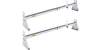 VEVOR Van Roof Ladder Rack, 2 Bars, 331 LBS Capacity, 52"-63.8" Adjustable Steel Roof Rack Cross Bar With Ladder Stoppers, Fit With Rain Gutters, For Kayak Canoe Lumber Pipe Cargo,, White_voghion.com