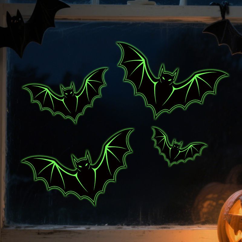 Im Dunkeln leuchtende Halloween-Wandaufkleber mit Fledermaus- und Geistermotiven – selbstklebende, gruselige Dekoration für Partys, Zuhause und Büro (verschiedene Größen und Designs)_voghion.com