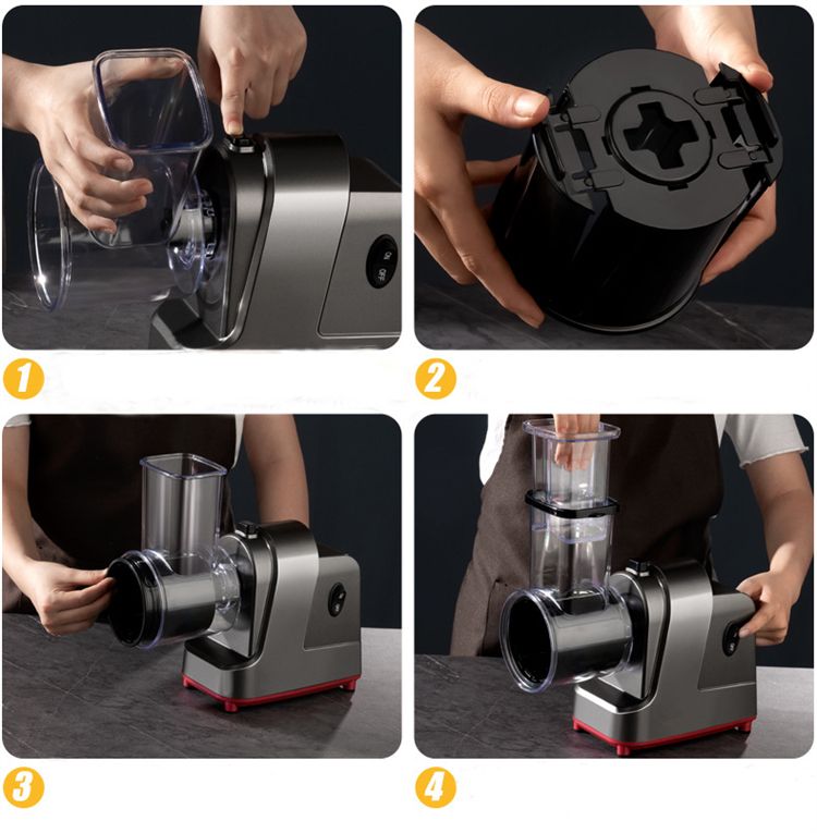LMETJMA 250 W 5 In 1 Elektrischer Gemüseschneider Schredder Automatische Salat-Shooter-Maschine Käsereibe Karotten-Kohlschneider JT253_voghion.com