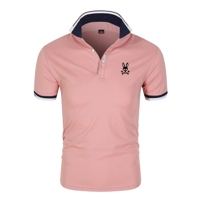 2023 summer men's cotton T-shirt lapel fashion short-sleeved polo shirt printed micro-standard ghost rabbit short-sleeved polo shirt_voghion.com