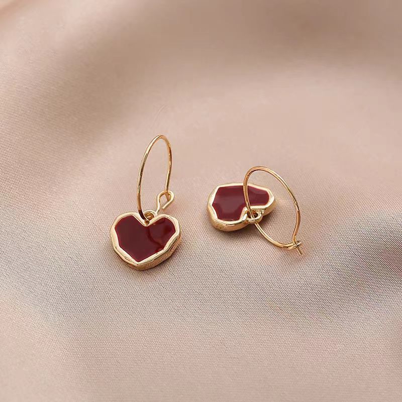 2025 neue Red Love Drip Ohrringe frauen Senior Design Einfache Und Vielseitige Ohrringe Frische_voghion.com