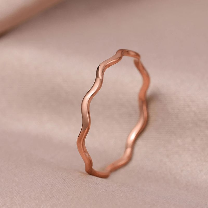 Hot sales Huitan Wave Shaped Finger Ring for Women Simple Stylish Thin Rings Temperament Versatile Female Accessories Stackable_voghion.com