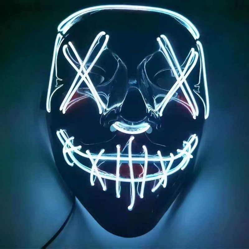 Glowing Black V Mask Cool Cold Light Halloween Mask Ghost Steps Glowing Mask_voghion.com