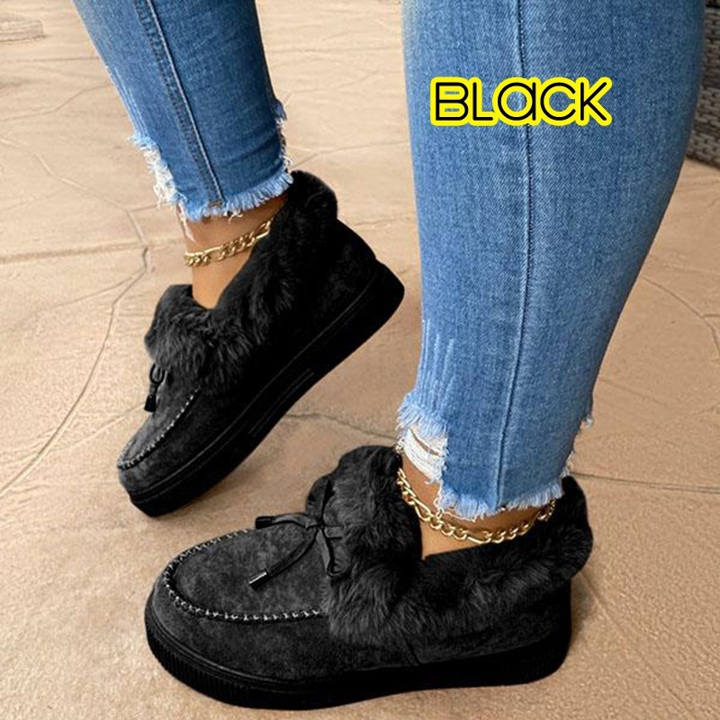 Damen Schneeschuhe für den Winter, runder Kopf, dicke Unterseite, gepolstert, verdickte warme Baumwollschuhe_voghion.com