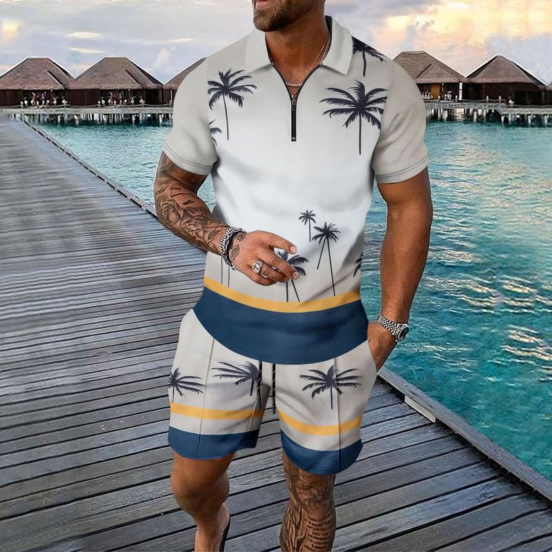 Vêtements pour hommes, ensemble deux pièces décontracté, short à manches courtes et sport_voghion.com