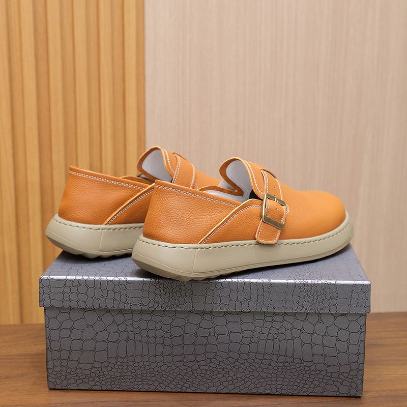 Men's Slip-On Soft Sole 2025 New Korean Style Breathable Trendy Genuine Leather Loafers For Men_voghion.com