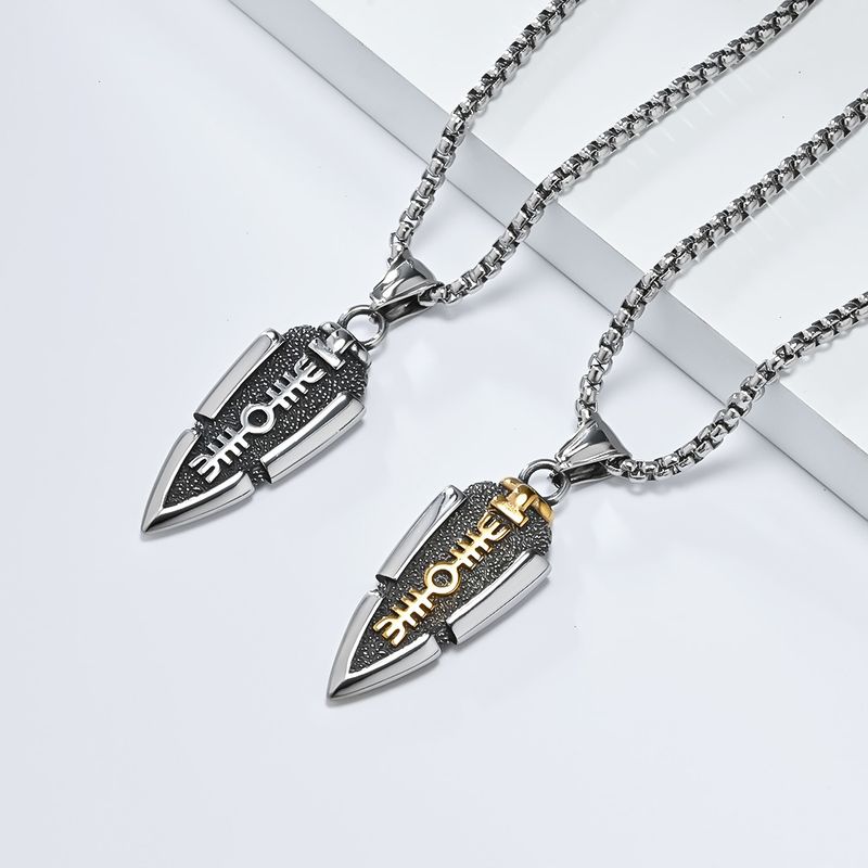 Nordic retro Viking Odyna Włócznia Tytanowa Stal Wisiorek Męski Osobowość Gunnier Naszyjnik Ze Stali Nierdzewnej Viking_voghion.com
