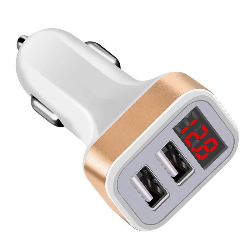 Music Festival 2.4A displayoplader, telefon med digital dobbelt USB 2-i-1 biloplader_voghion.com