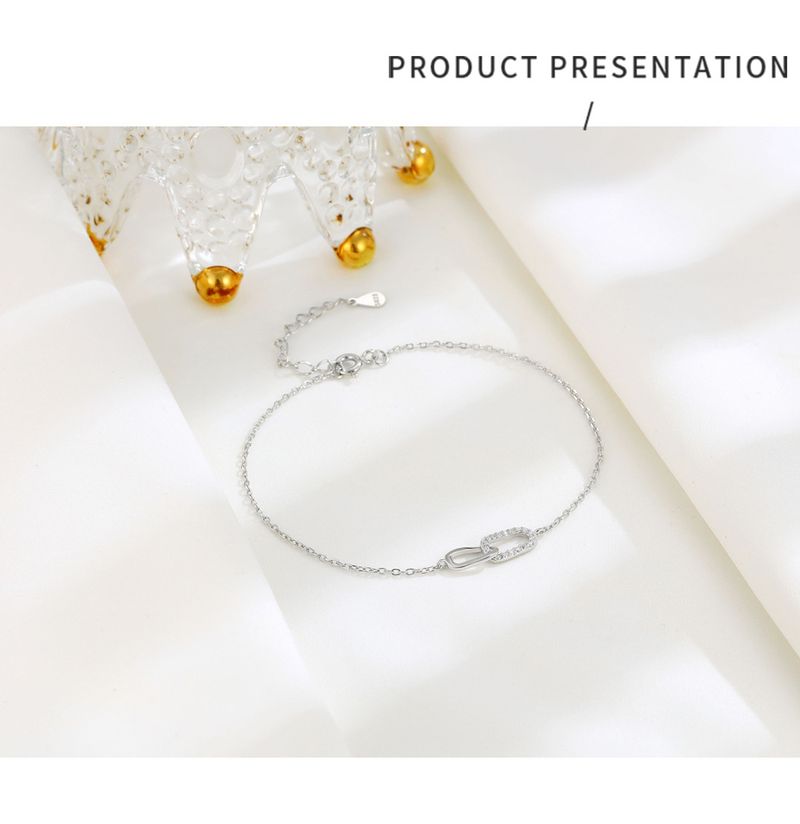 Braccialetto con anello Mobius in argento sterling S925 stile ins gioielli temperamento nicchia tutto abbinato semplice braccialetto con doppio anello donna_voghion.com