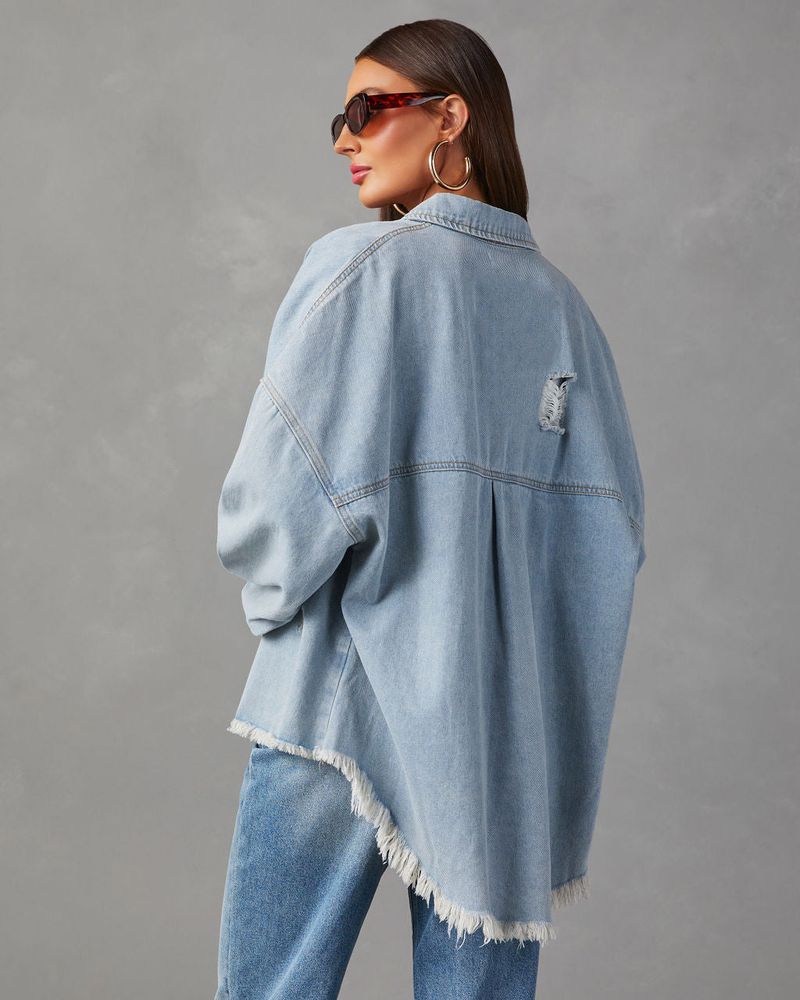 Giacca in denim vintage con frange e effetto consumato, da donna – Cappotto oversize in stile boho cowgirl con dettagli strappati (colori multipli)_voghion.com