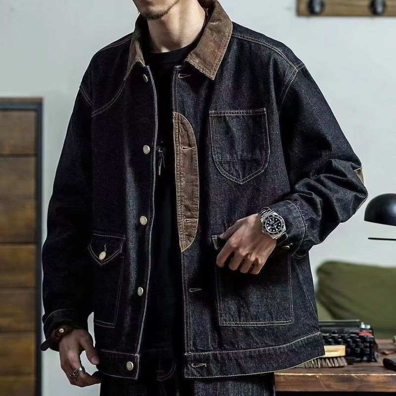 Arbeitskleidung im amerikanischen Stil, Jagdjacke, gewaschener Mantel für harte Kerle, trendiges Jeanshemd für Herren_voghion.com