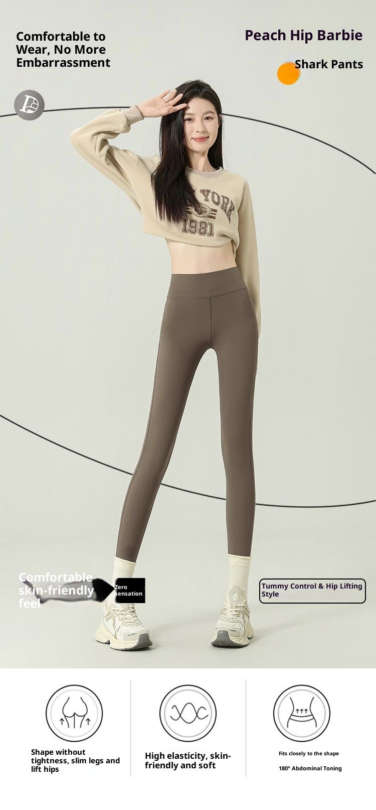 RenMou 2024 New Spring And Autumn Nine-point Shark Pants For Women, Warm High-waisted Tummy Control Butt-lifting Yoga Pants,_voghion.com